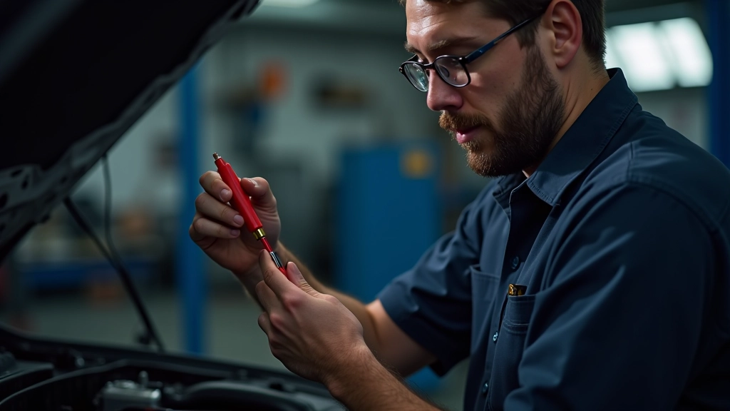 Close-up view of transmission fluid dipstick showing color and consistency levels